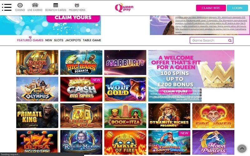 Queen Play casino featured games UK