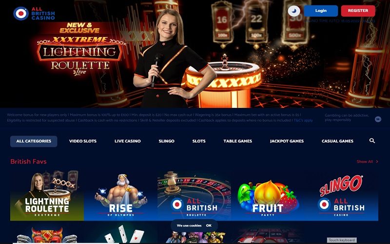 All British casino homepage