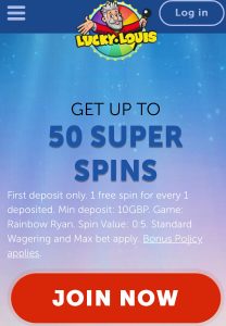 lucky louis mobile casino screenshot