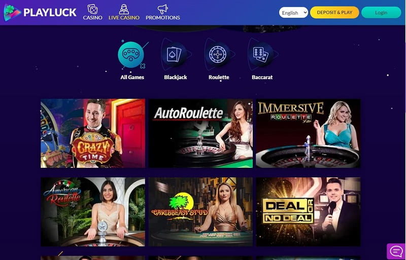 Playluck casino online live casino games UK