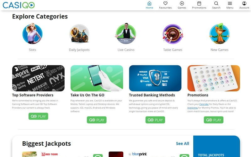 Games to play at CasiGo-Casino UK