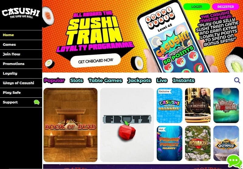 Casushi-Casino popular games UK