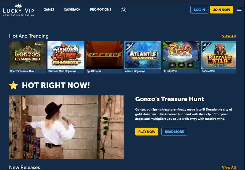 Hot and trending games to play at Lucky VIP Casino UK