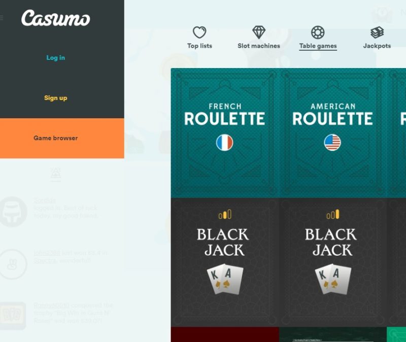 Casumo Casino homepage UK