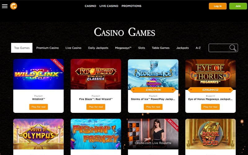 Casino games to play at Casino.com UK