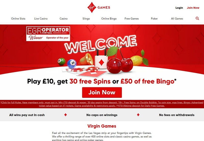 Virgin-Games-Casino homepage UK