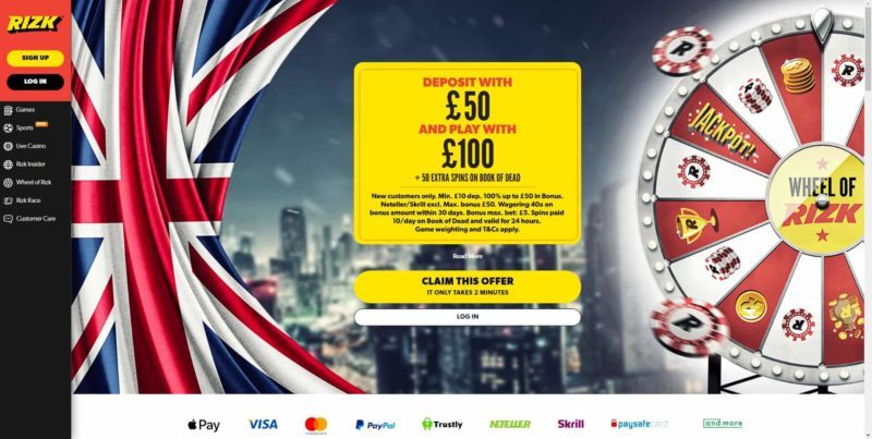 Rizk casino welcome offer