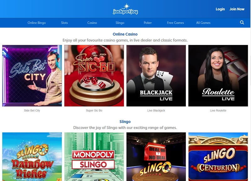 JackpotJoy-casino homepage UK