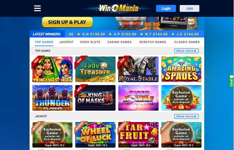 WinOmania-Casino-Homepage UK