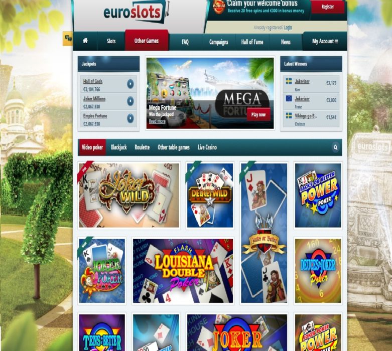 Euro-Slots casino hoempage