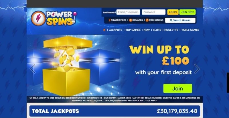 Power Spins homepage