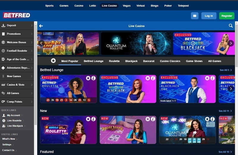 Betfred Casino most popular live games in UK