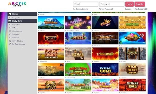 Arctic-Spins-Casino-UK homepage slot games