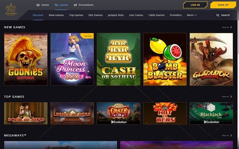New and top games available at 21 casino UK