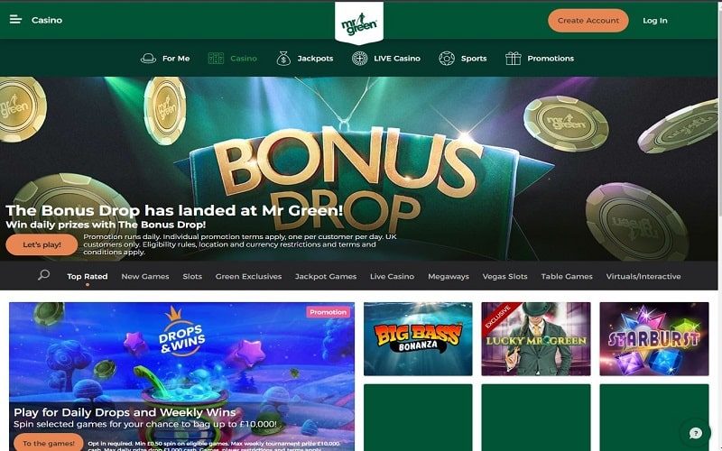 Mr Green Casino homepage UK