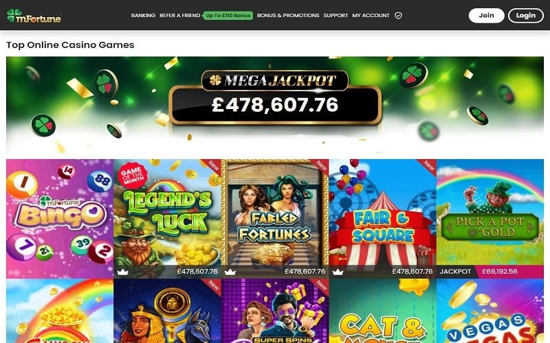 Top online casino games at mFortune UK