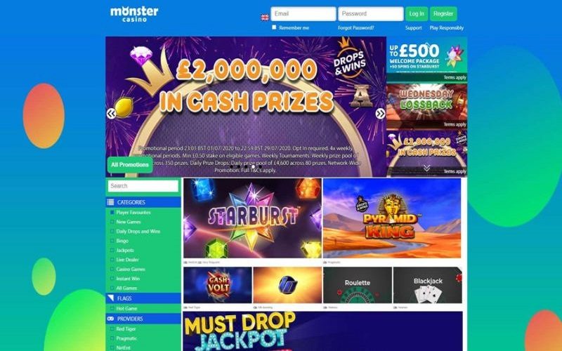 Monster Casino games lobby