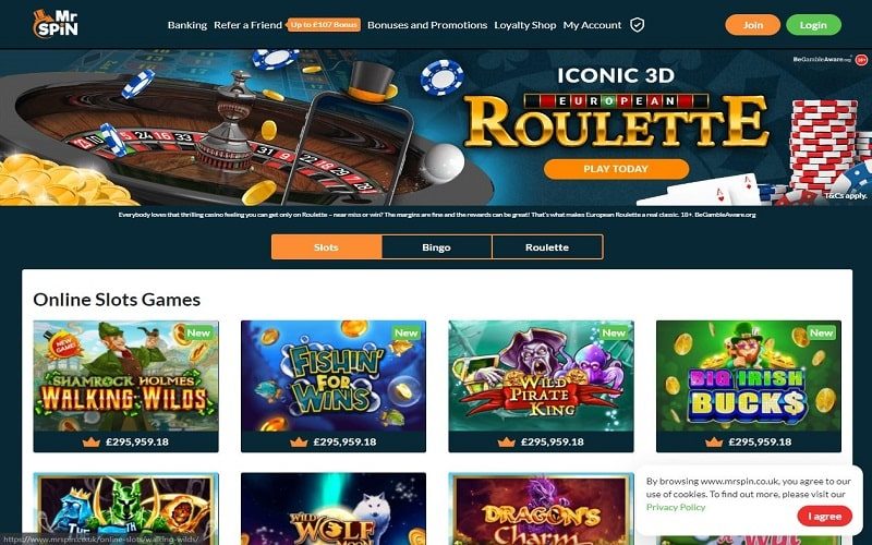 Online slot games to play at Mr Spin casino