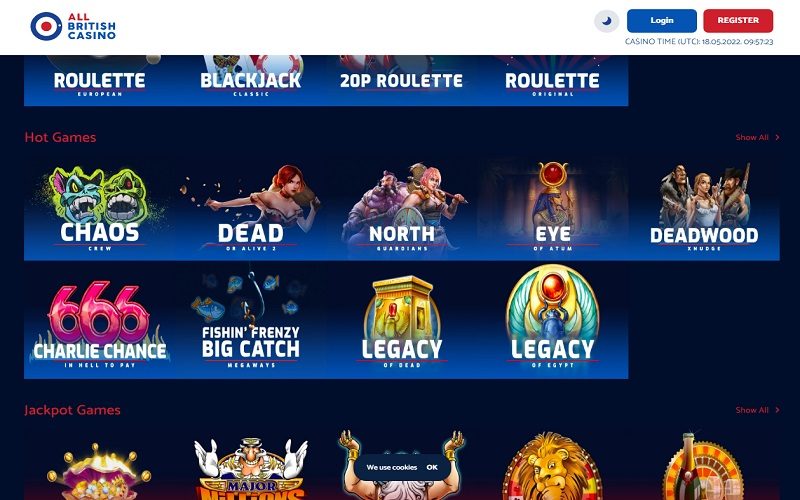 Hot games at All British Casino UK