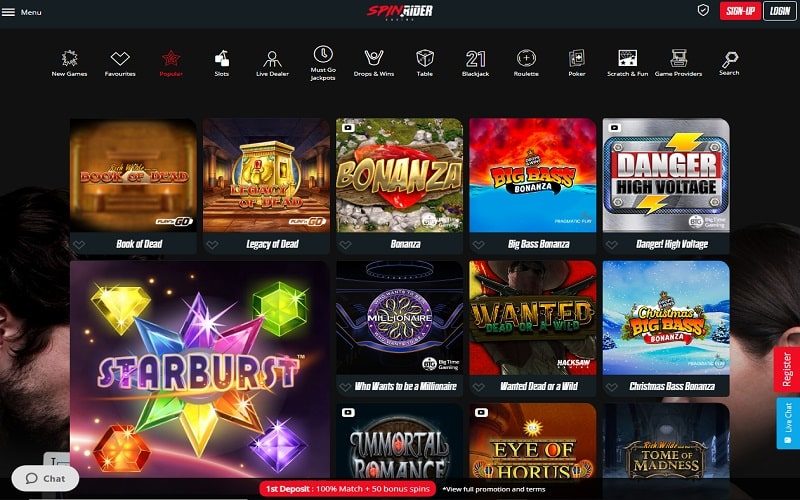 Casino games to play at Spin Rider
