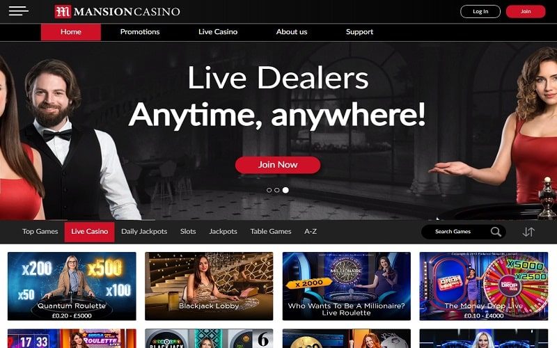 Live casino games at Mansion Casino