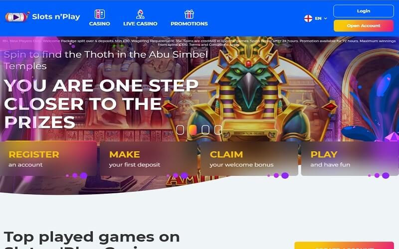 Slots N'Play Casino homepage